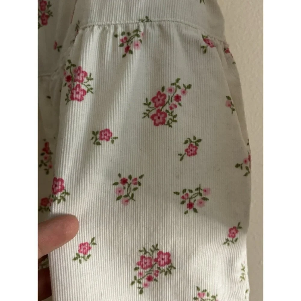 Vintage 90s Girl Carter's 24 Months Pink Roses Garden‎ Soft Corduroy Romper